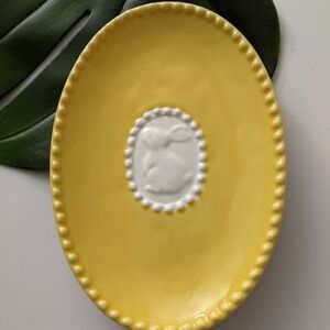 Bunny Rabbit Ceramic Yellow Oval 2 Plates